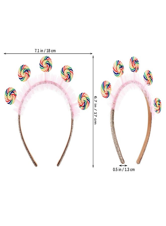 Yardwe Lollipop Headband for Kids Candy Headband Party Hair Accessories with Cartoon Design Pink Toddler Hairband for Birthday and Daily Wear - Image 3